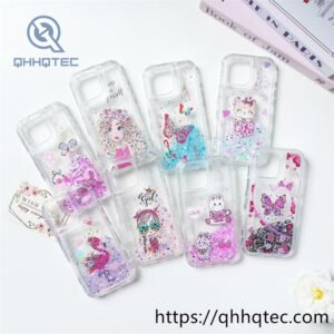 glitter transparent colorful painting 3 in 1 driping case