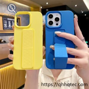 solid color silicone phone case with folding stand