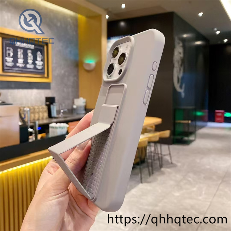 solid color silicone phone case with folding stand