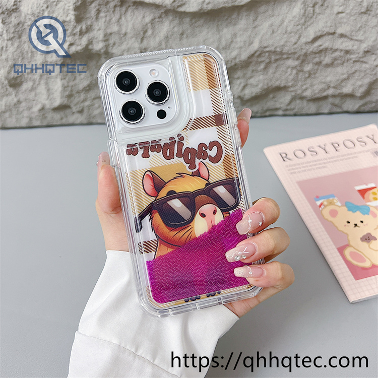 capibara colorful quicksand 2 in 1 phone cover