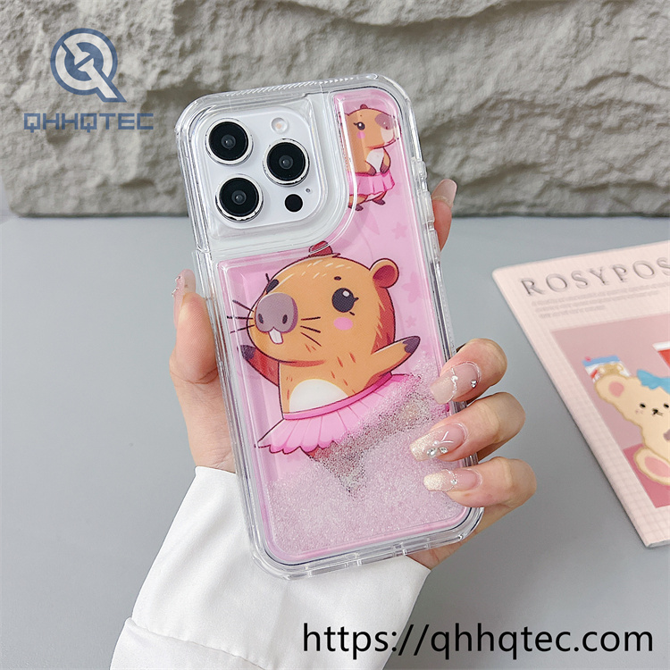 capibara colorful quicksand 2 in 1 phone cover