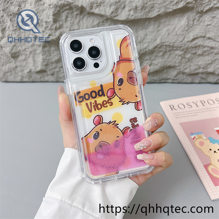 capibara colorful quicksand 2 in 1 phone cover
