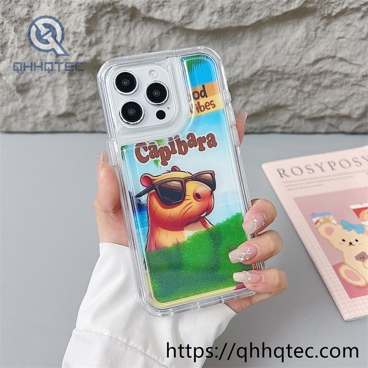 capibara colorful quicksand 2 in 1 phone cover