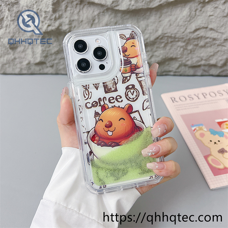 capibara colorful quicksand 2 in 1 phone cover