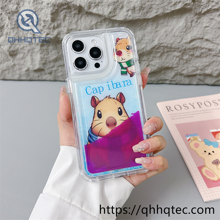 capibara colorful quicksand 2 in 1 phone cover
