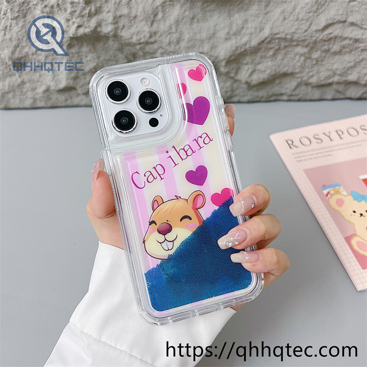 capibara colorful quicksand 2 in 1 phone cover