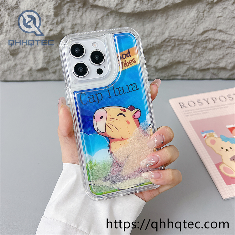 capibara colorful quicksand 2 in 1 phone cover