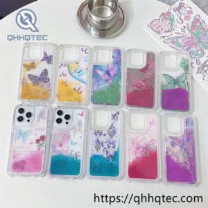 2 in 1 butterfly quicksand iphone 16 pro max case