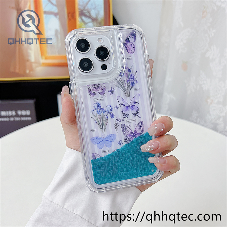 2 in 1 butterfly quicksand iphone 16 pro max case