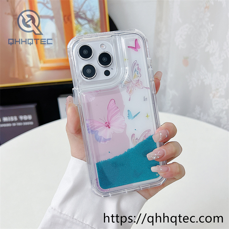 2 in 1 butterfly quicksand iphone 16 pro max case