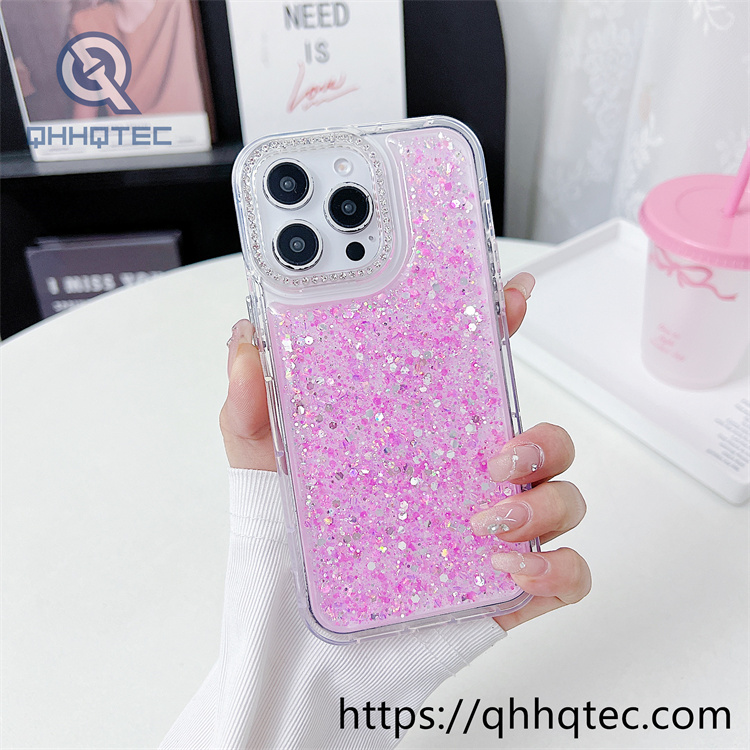2 in 1 full glitter diamonds dripping phone case