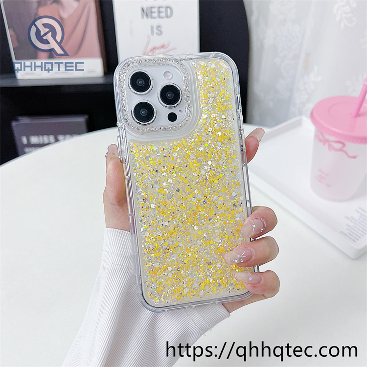 2 in 1 full glitter diamonds dripping phone case