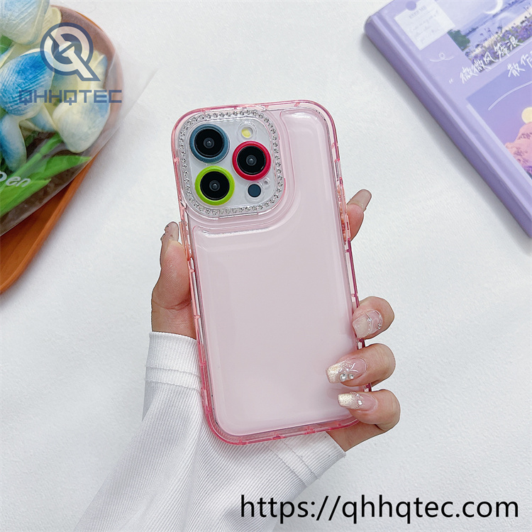 2 in 1 transparent case camera diamond