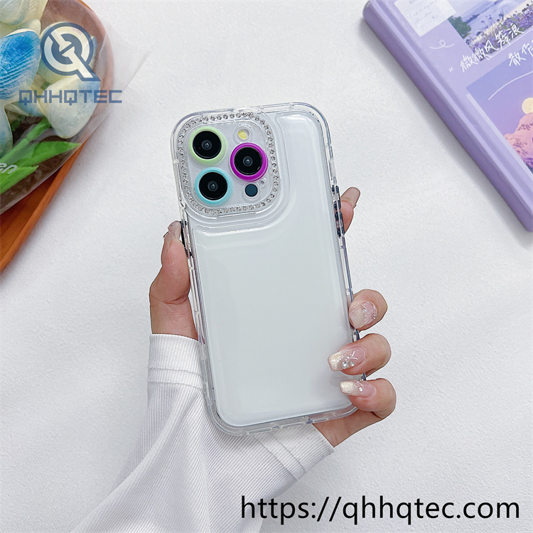 2 in 1 transparent case camera diamond