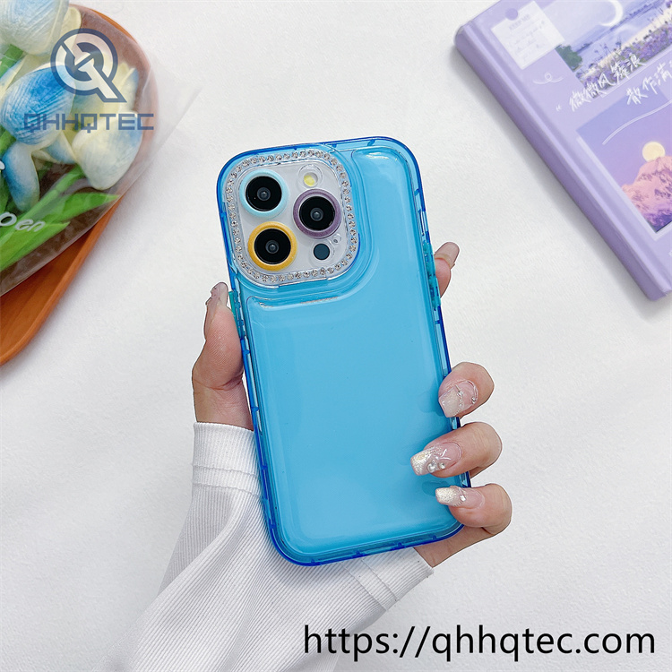2 in 1 transparent case camera diamond