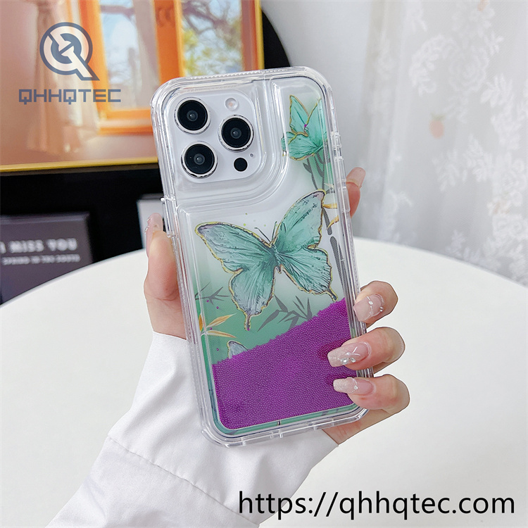 2 in 1 flowers quicksand diamonds phone cover (复制)