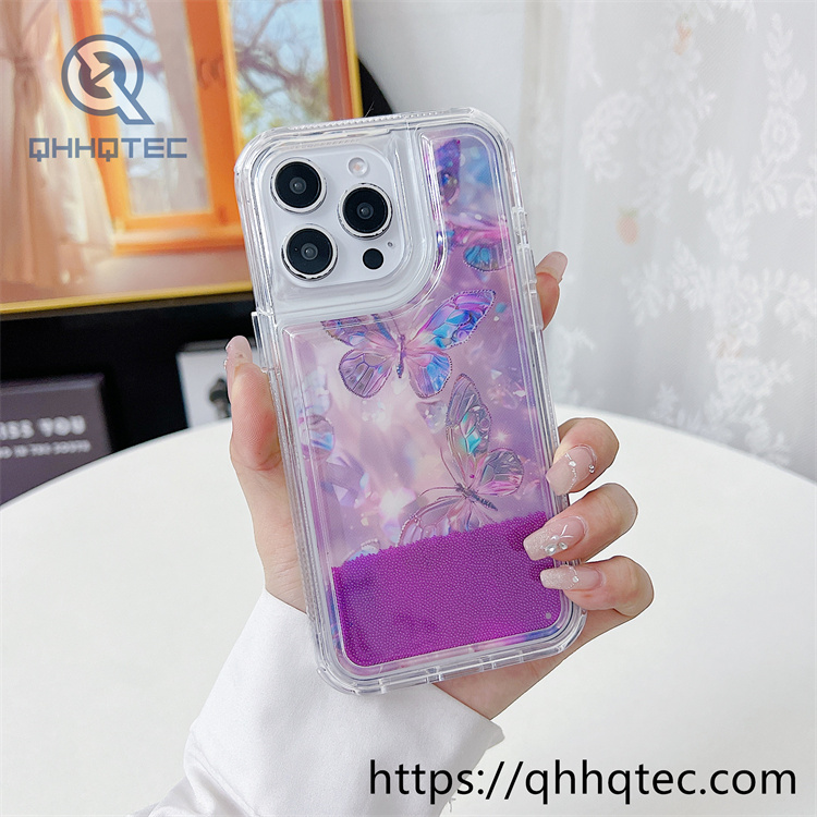 2 in 1 flowers quicksand diamonds phone cover (复制)