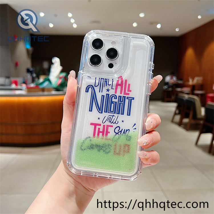 bright color words 2 in 1 quicksand phone case