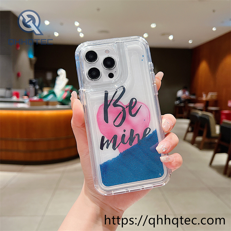 bright color words 2 in 1 quicksand phone case