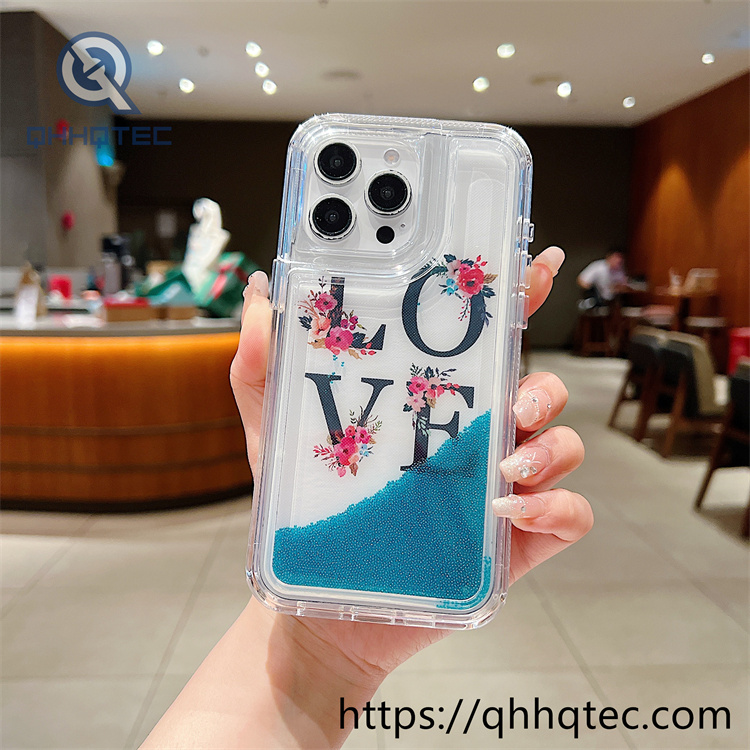 bright color words 2 in 1 quicksand phone case