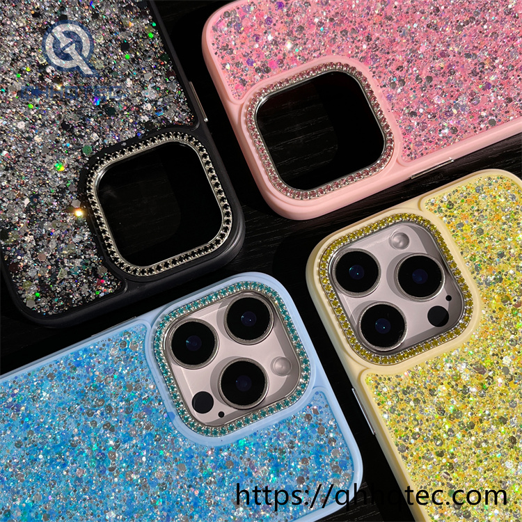 new mobile phone case with epoxy lens and diamond