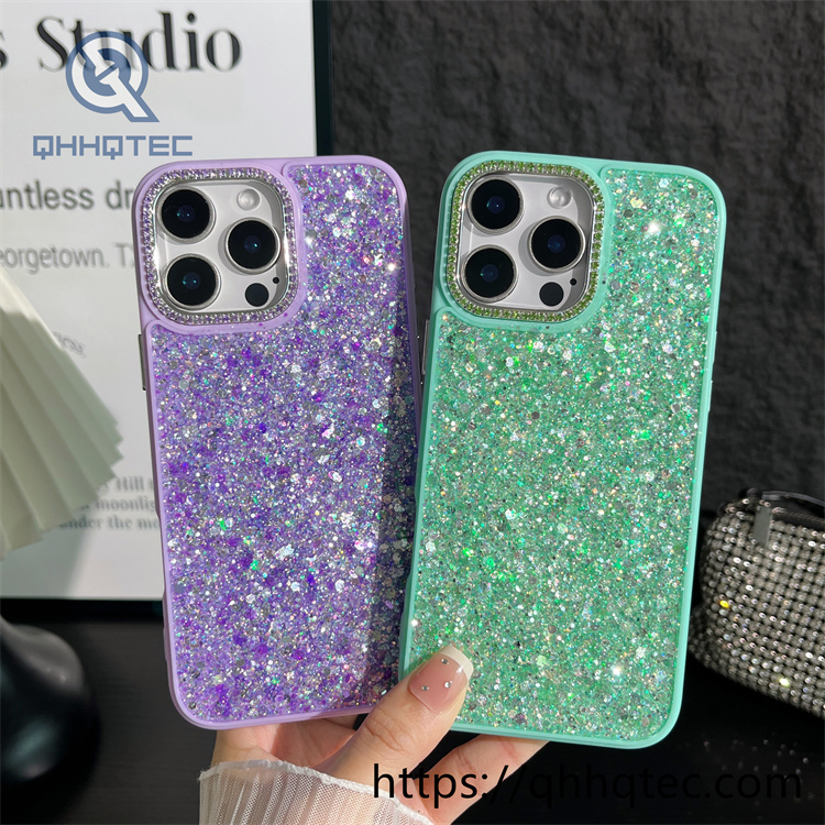 new mobile phone case with epoxy lens and diamond