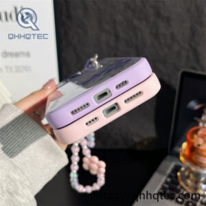 flower epoxy glitter phone case with bracelet