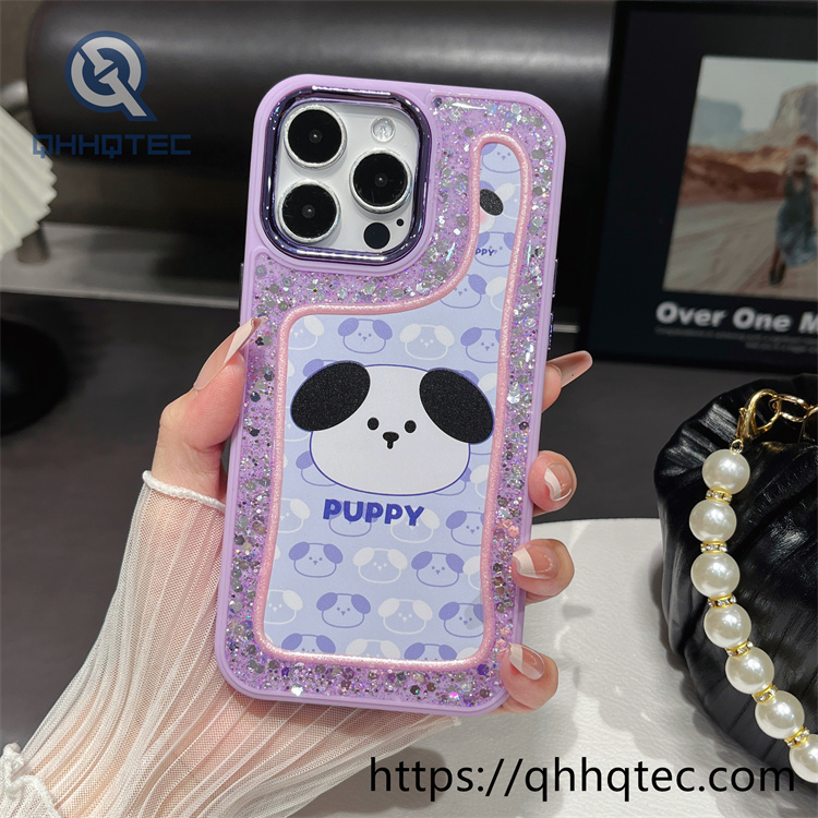 cute animal pattern epoxy glitter new mobile phone case