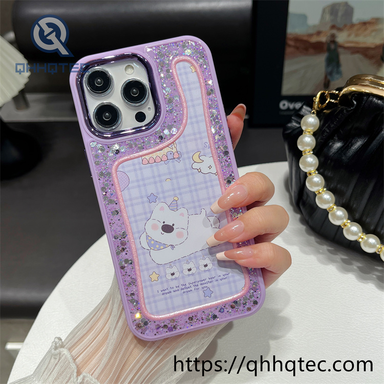 cute animal pattern epoxy glitter new mobile phone case