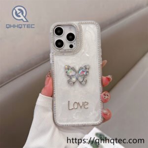 love and butterfly epoxy glitter phone case