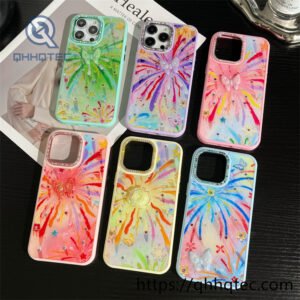 colorful fireworks pattern diamond lens phone case