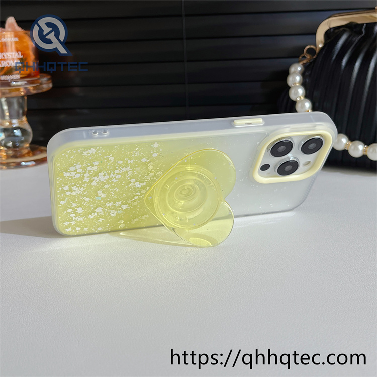 gradient glitter transparent case with heart bracket