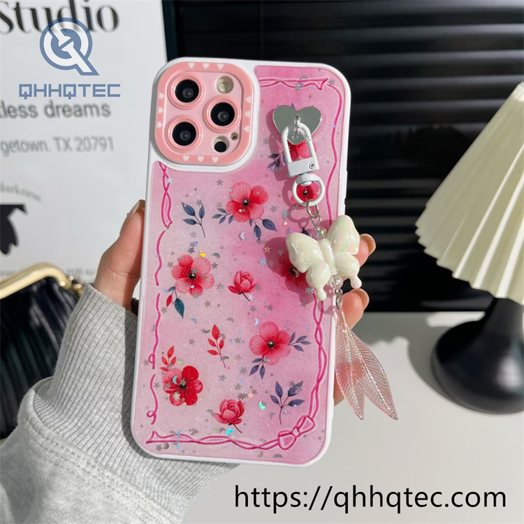 cute pattern butterfly heart phone case