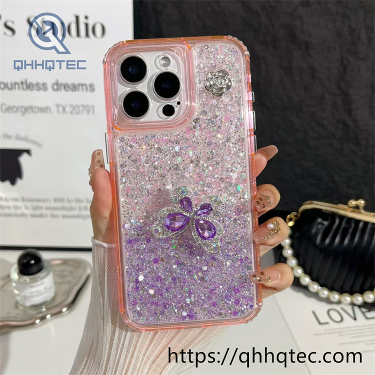 gradient color full glitter butterfly 3 in 1 case