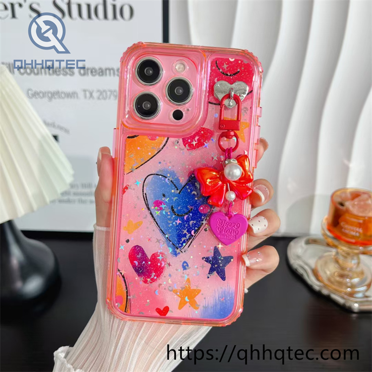 colorful frame 3 in 1 love case with pendant