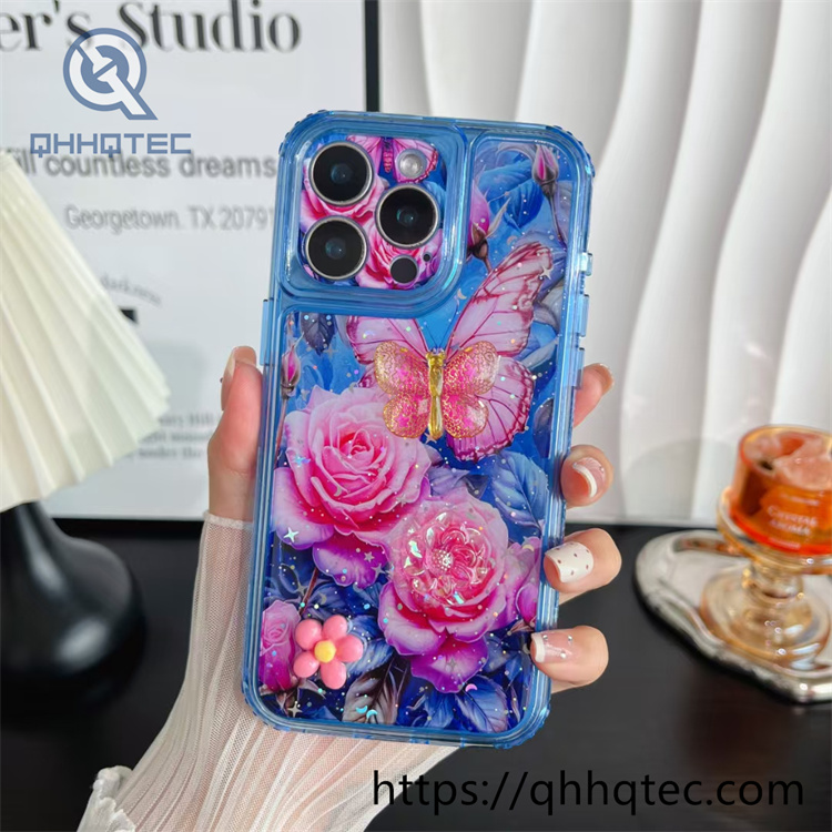 colorful starry sky butterfly 3 in 1 360 protect case