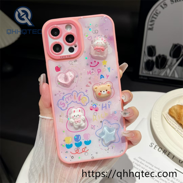 colorful painting glitter 360 case with pendant (复制)
