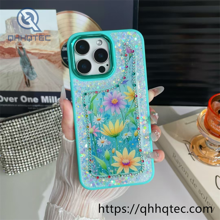 gradient glitter transparent case with heart bracket (复制)