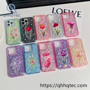 full sequins 3 in 1 flowers phone case pearl decoration