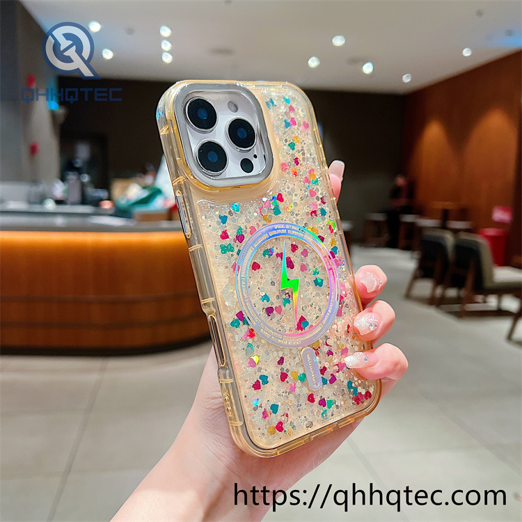 gold stamped inner glue glitter magnetic mobile phone case