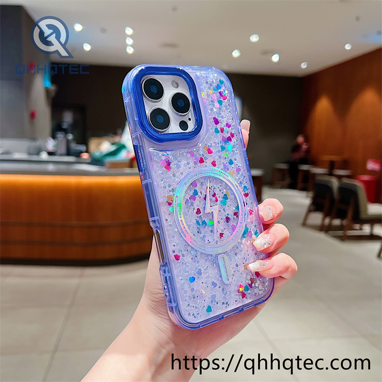 gold stamped inner glue glitter magnetic mobile phone case