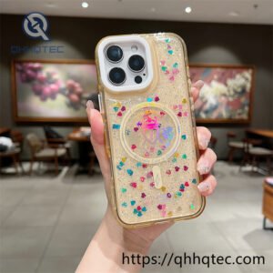 epoxy glitter gold hot stamping magnetic phone case