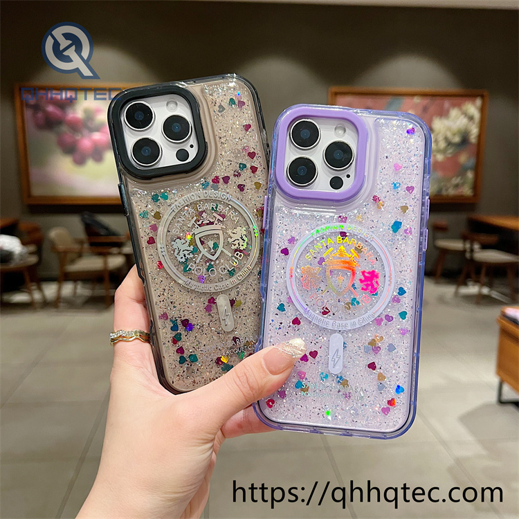 epoxy glitter gold hot stamping magnetic phone case