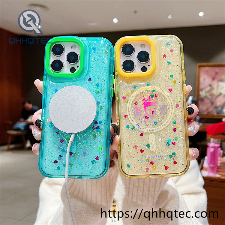 epoxy glitter gold hot stamping magnetic phone case