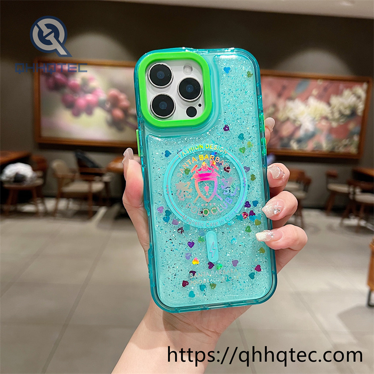 epoxy glitter gold hot stamping magnetic phone case