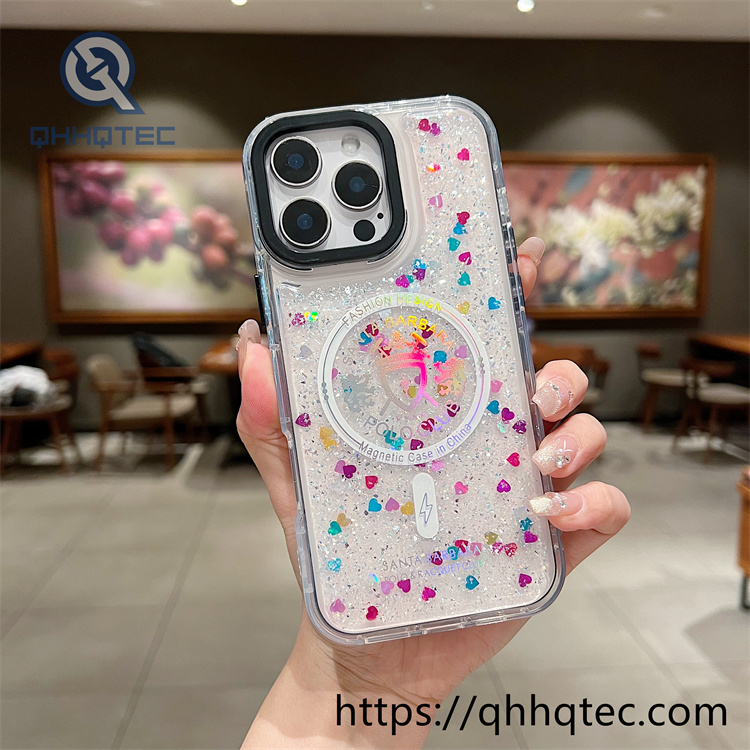 epoxy glitter gold hot stamping magnetic phone case