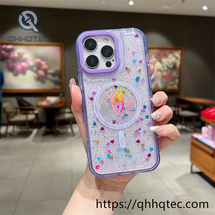 epoxy glitter gold hot stamping magnetic phone case
