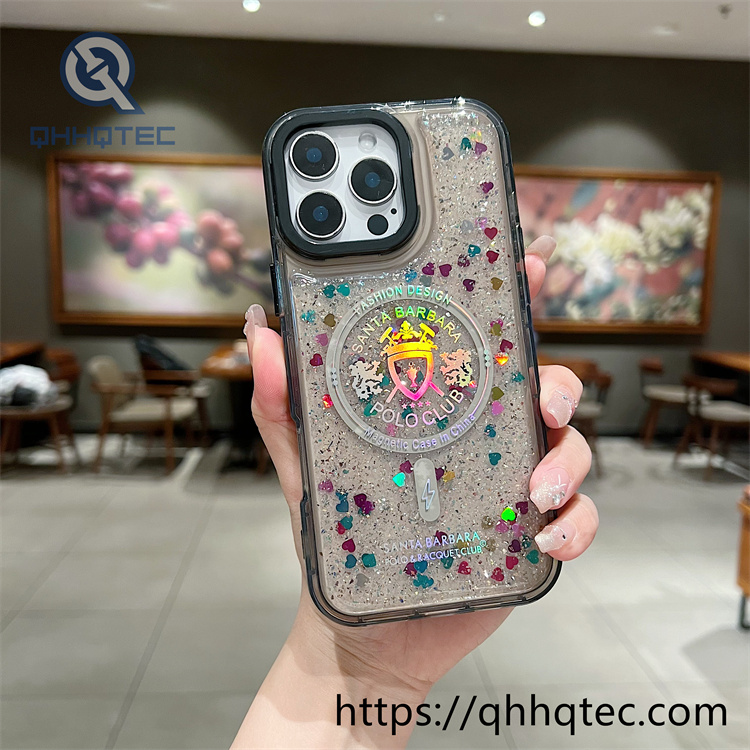 epoxy glitter gold hot stamping magnetic phone case
