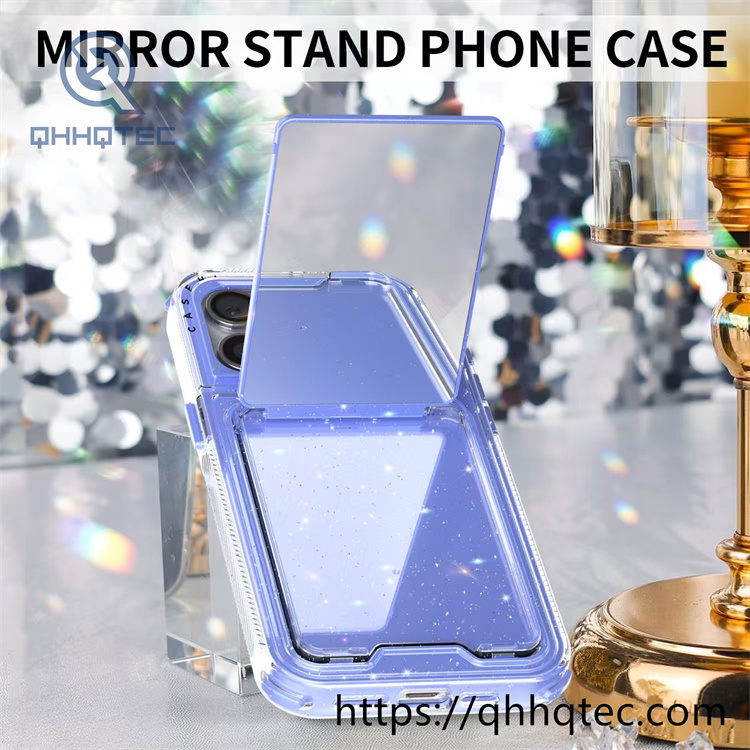 women makeup mirror shiny pop case