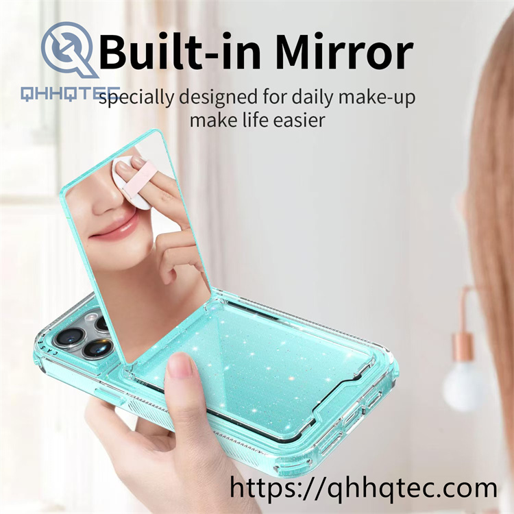 women makeup mirror shiny pop case